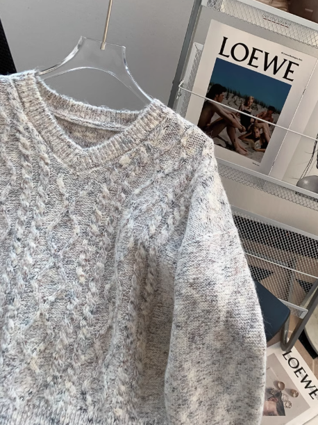 Retro twist V-neck short pullover sweater ED0913