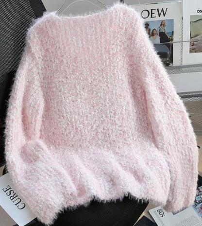 Gentle 3D Flower Faux Mink Sweater ED0916