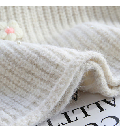 Heavy diamond-studded 3D flower pullover sweater ED0917