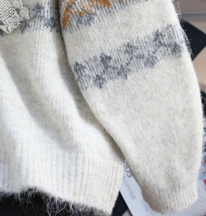 Fair Isle Vintage Contrast Cardigan Sweater ED0918