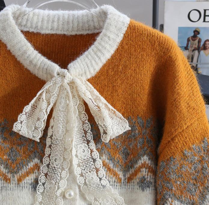 Fair Isle Vintage Contrast Cardigan Sweater ED0918