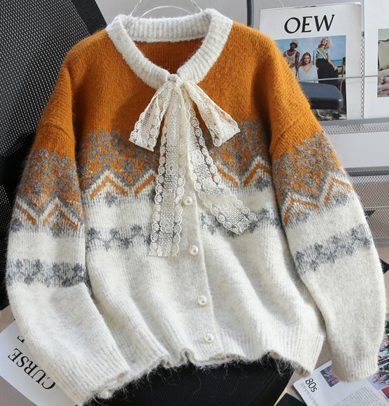 Fair Isle Vintage Contrast Cardigan Sweater ED0918