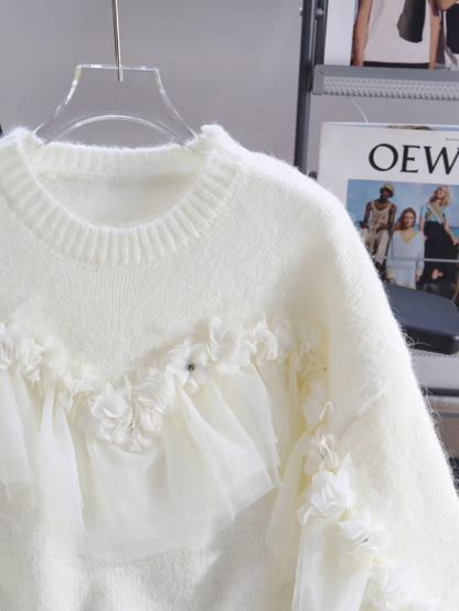 Design niche mesh splicing sweet sweater ED0920