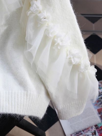 Design niche mesh splicing sweet sweater ED0920