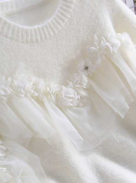 Design niche mesh splicing sweet sweater ED0920