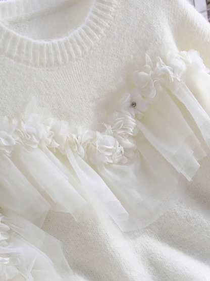 Design niche mesh splicing sweet sweater ED0920