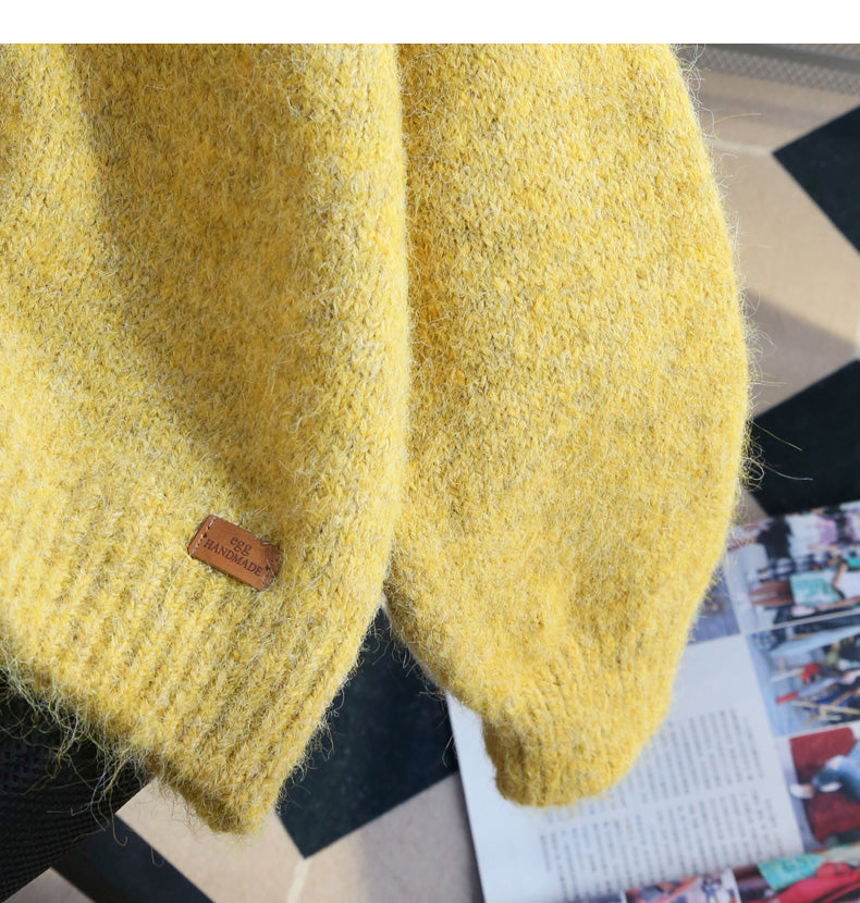 Warm Yellow Double Zipper Lapel Cardigan Sweater ED0922