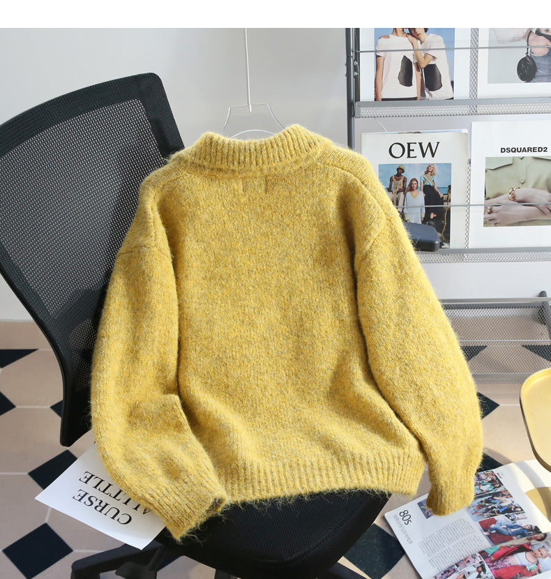 Warm Yellow Double Zipper Lapel Cardigan Sweater ED0922