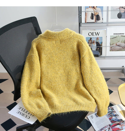 Warm Yellow Double Zipper Lapel Cardigan Sweater ED0922