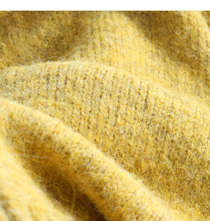 Warm Yellow Double Zipper Lapel Cardigan Sweater ED0922