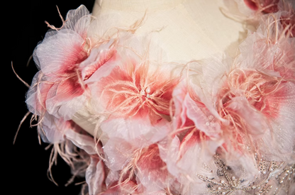 Pink A-line square neck tulle beaded formal long dress, pink birthday dress ED0937