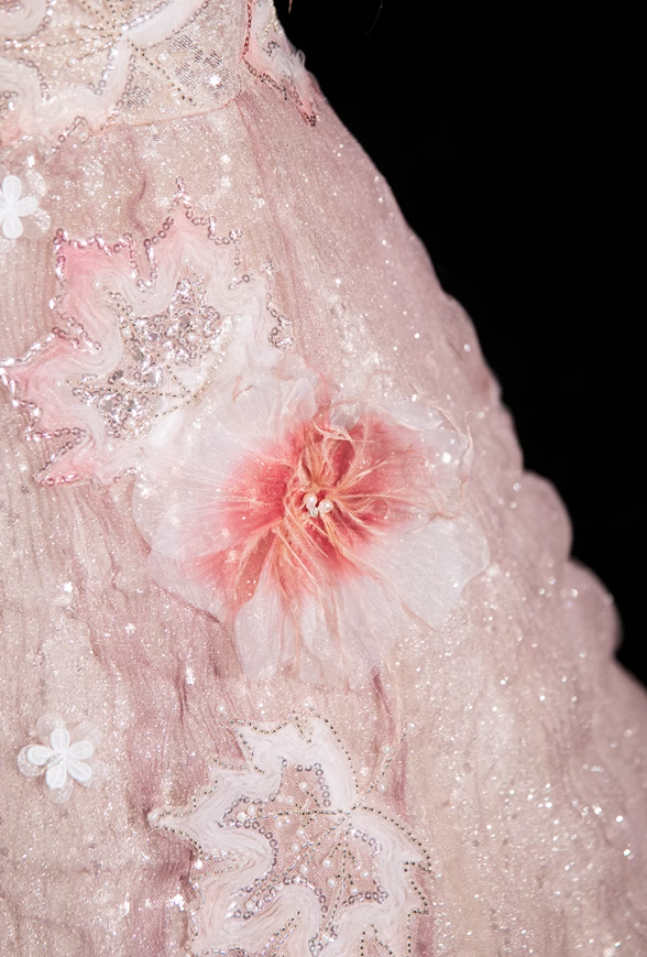 Pink A-line square neck tulle beaded formal long dress, pink birthday dress ED0937