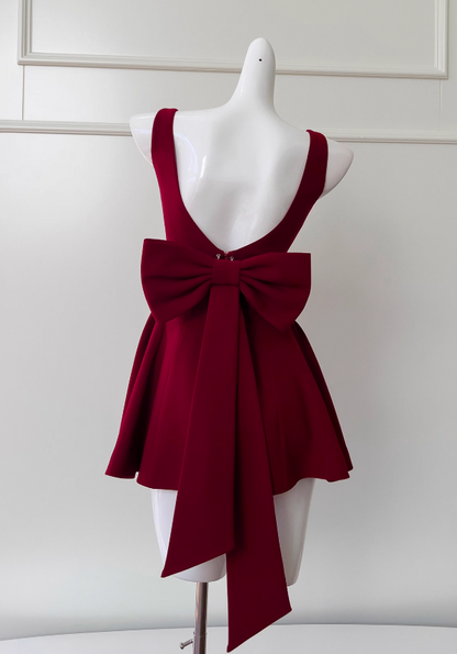 Burgundy A-line Spaghetti Strap Short Prom Dress Homecoming Dress ED0958