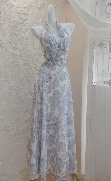 French halterneck floral print dress ED01467