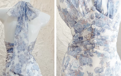 French halterneck floral print dress ED01467