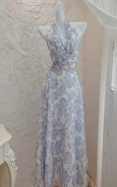 French halterneck floral print dress ED01467