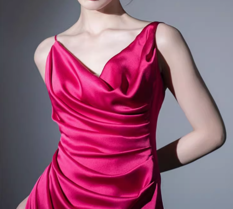 Rose red satin backless suspender dress ED0972