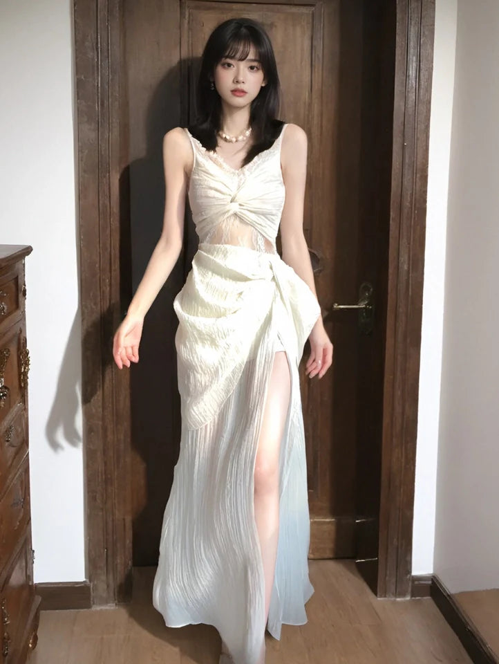 French retro lace seaside holiday purple dress ED0975