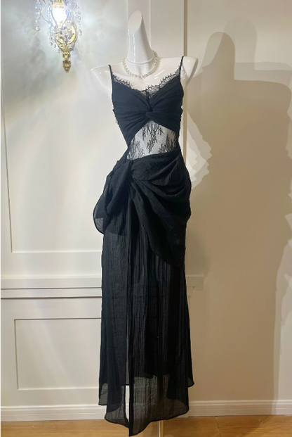 French retro lace seaside holiday purple dress ED0975