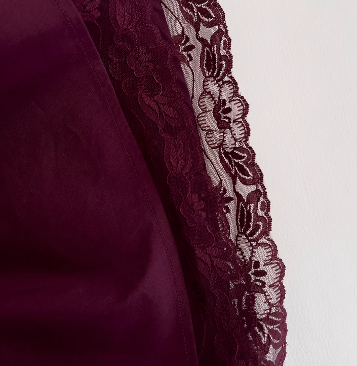 Burgundy lace short-sleeved dress, adult ceremony evening dress ED0976