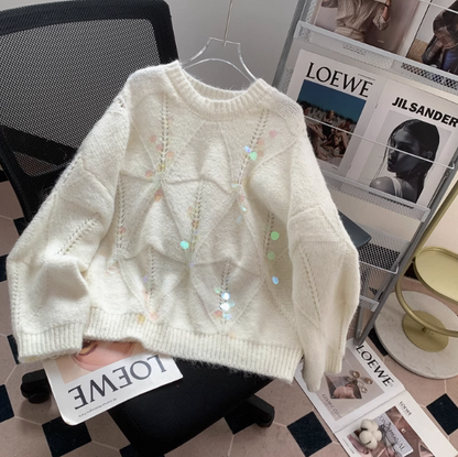 Gentle sequined knitted sweater ED0987