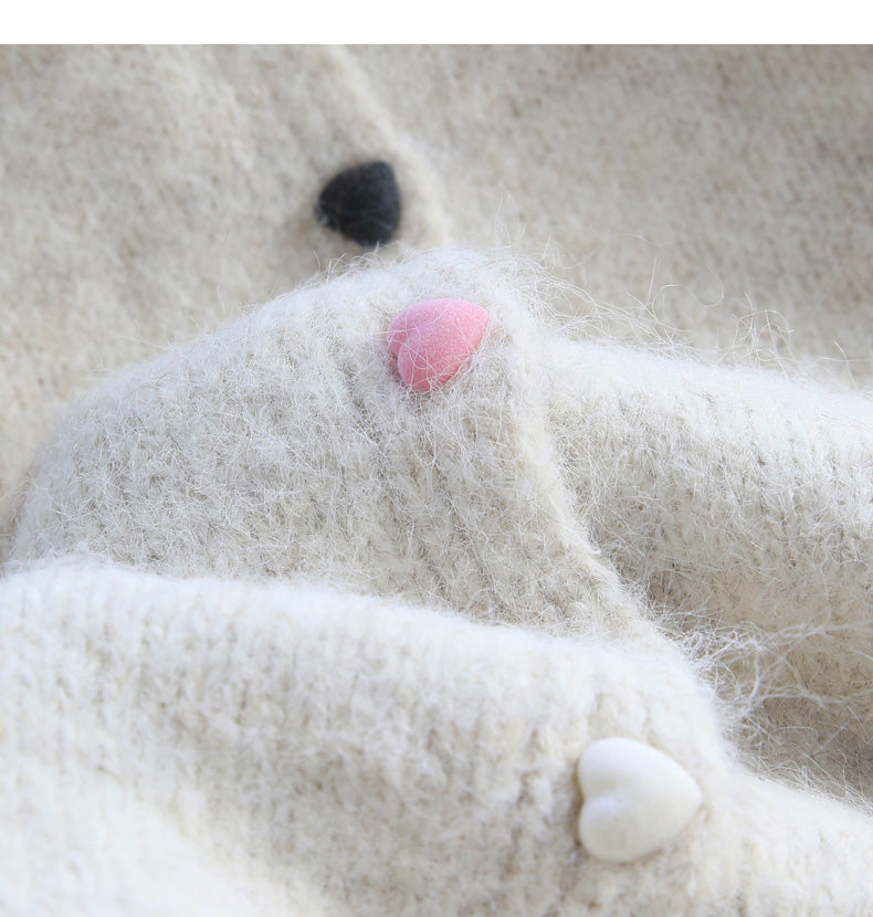 Heart button simple knitted cardigan ED0989