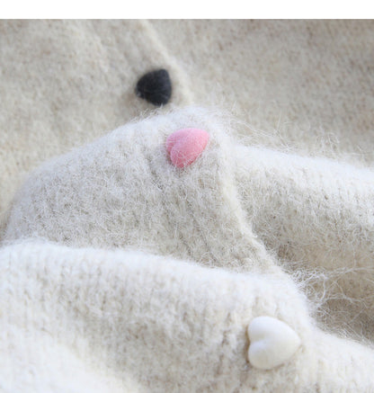 Heart button simple knitted cardigan ED0989