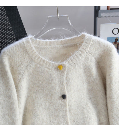 Heart button simple knitted cardigan ED0989