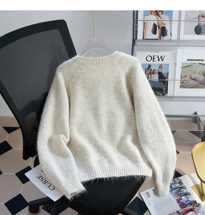 Heart button simple knitted cardigan ED0989