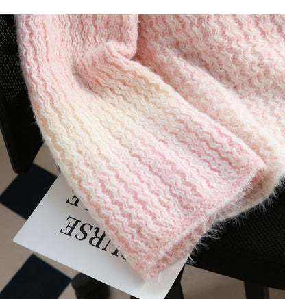 Gentle Lace-up Gradient Color Age-Reducing Knitted Sweater ED0990