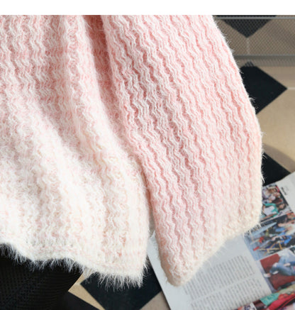 Gentle Lace-up Gradient Color Age-Reducing Knitted Sweater ED0990