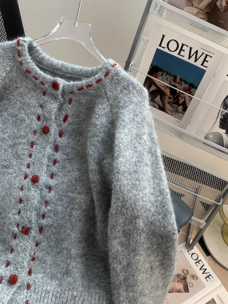 Korean-style round neck retro knitted cardigan ED0991