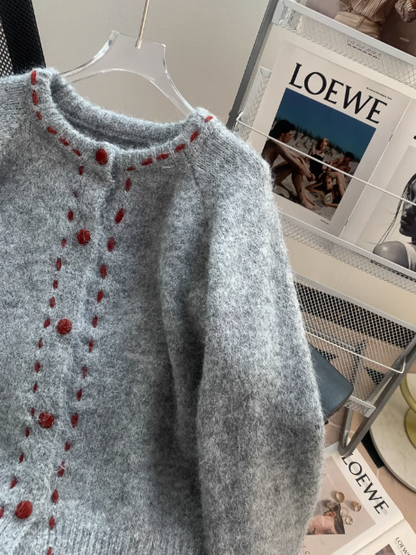 Korean-style round neck retro knitted cardigan ED0991