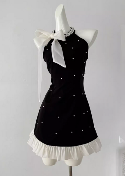 Black A-line beaded Halter Short Prom Dress,Homecoming Dress ED0959