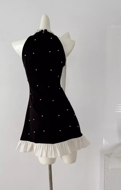 Black A-line beaded Halter Short Prom Dress,Homecoming Dress ED0959