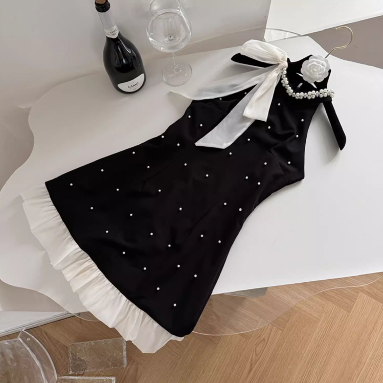 Black A-line beaded Halter Short Prom Dress,Homecoming Dress ED0959