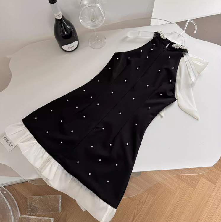 Black A-line beaded Halter Short Prom Dress,Homecoming Dress ED0959