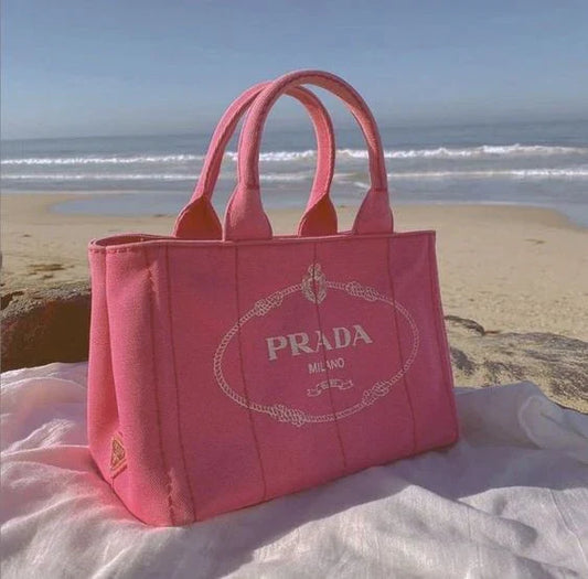 Prada Print Logo Tote Bag