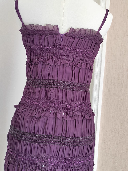 Sexy Sheath Spaghetti Straps Grape Sleeveless Party Dress Holiday Birthday Dresses For Women SD357