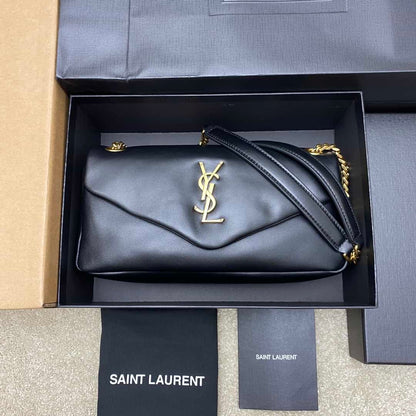 Saint Laurent  black lambskin chain handbag