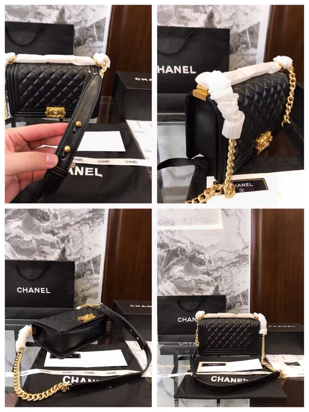 CHANEL Boy Chanel Chain Shoulder Bag A67086 Calfskin GHW leather Black