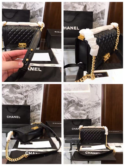 CHANEL Boy Chanel Chain Shoulder Bag A67086 Calfskin GHW leather Black