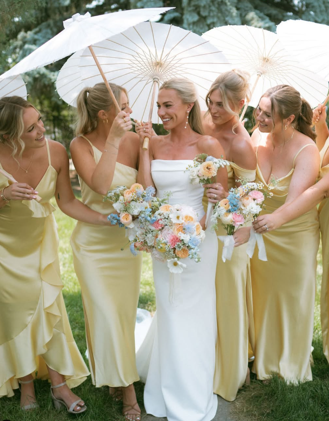 Elegant Sheath Straps Light Yellow Satin Bridesmaid Dress Evening Dress SH3197