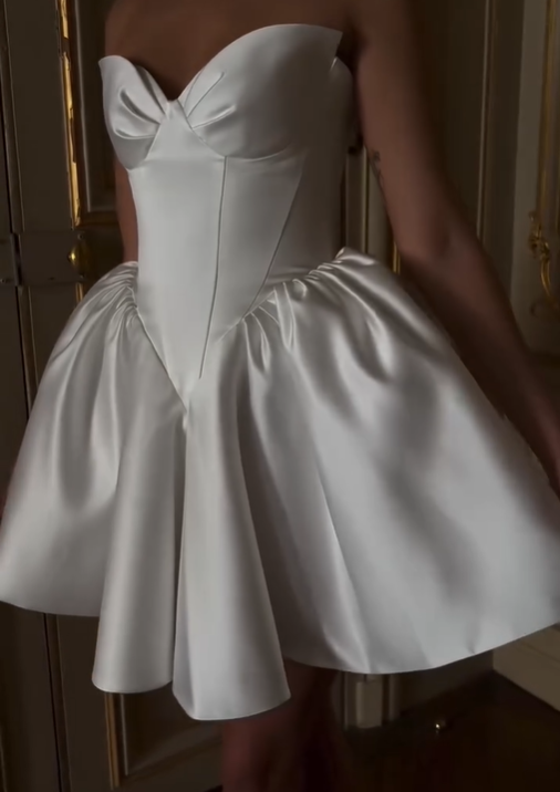 Cute A Line Sweetheart Neck Ivory Satin Short Homecoming Dress Birthday Dress SH3217