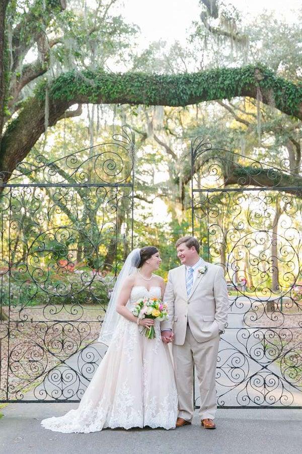 Elegant Sweetheart High Low Blush Wedding Dress with White Lace WD093