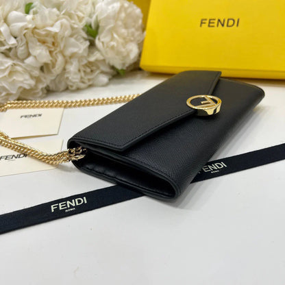 Fendi Chain Wallet Bag Black Trend 19x10.5x3.5cm