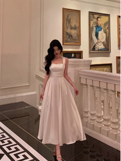 Pretty A Line Square Neckline White 18th Birthday Dress Party Outfits Birthday Outfits For Women DP0171