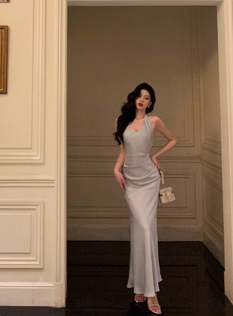 Sexy Mermaid Halter Light Blue 18th Birthday Dress Long Party Birthday Outfits For Women DP0177