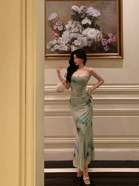 Sexy Mermaid Spaghetti Straps Green 18th Birthday Dress Holiday Party Birthday Outfits For Women DP0174