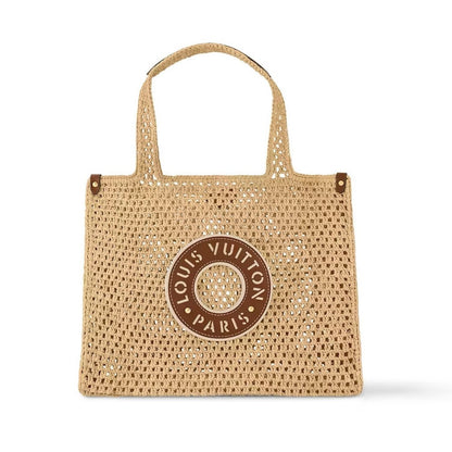 LOUIS VUITTON  Raffia Calfskin By The Pool OnTheGo MM Natural 39x15x30cm